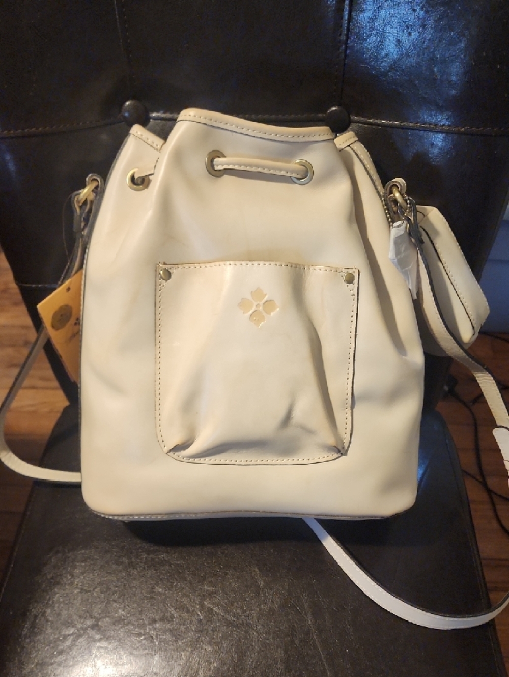 Patricia Nash Cream Floral Embossed Drawstring Crossbody Bag - Picture 2 of 7